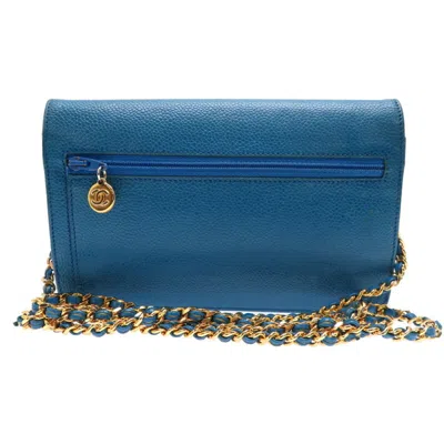 Pre-owned Chanel Blue Grained Calfskin Shoulder Bag ()
