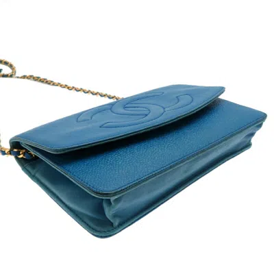 Pre-owned Chanel Blue Grained Calfskin Shoulder Bag ()