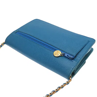 Pre-owned Chanel Blue Grained Calfskin Shoulder Bag ()