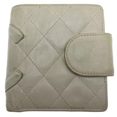 Pre-owned Chanel Gray Leather Wallet (bi-fold) ()