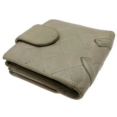 Pre-owned Chanel Gray Leather Wallet (bi-fold) ()