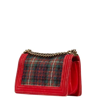 Pre-owned Chanel Multi-color Red Color Wool Leather Leather Shoulder Bag ()