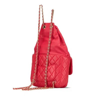 Pre-owned Chanel Red Color Leather Backpack ()