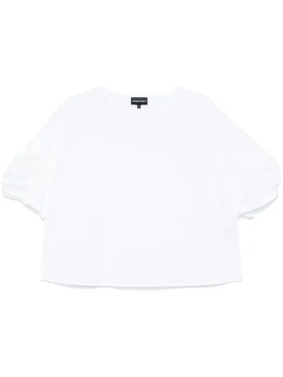 Emporio Armani Crew Neck Cotton Blouse With Short Sleeves