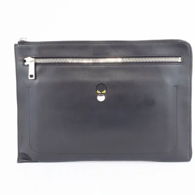 Pre-owned Fendi Black Leather Clutch Bag ()