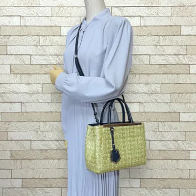 Pre-owned Fendi Green Navy Straw Leather Shoulder Bag ()