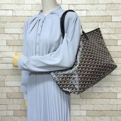 Pre-owned Goyard Black Pvc Coated Canvas Tote Bag ()