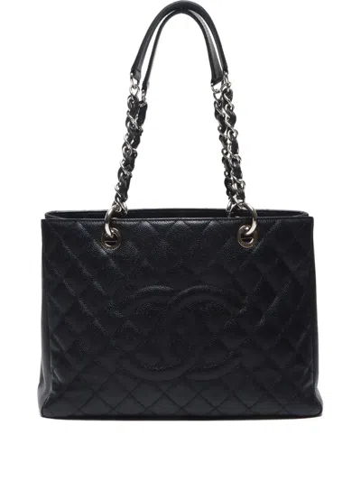 Pre-owned Chanel 2010-2011 Matelassé Caviar-leather Gst Tote Bag In Black