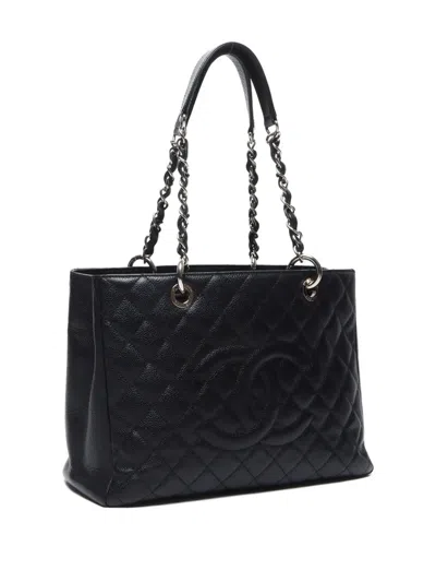 Pre-owned Chanel 2010-2011 Matelassé Caviar-leather Gst Tote Bag In Black