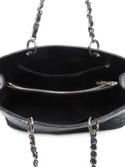 Pre-owned Chanel 2010-2011 Matelassé Caviar-leather Gst Tote Bag In Black