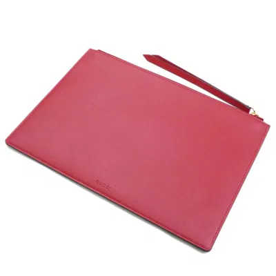 Pre-owned Gucci Beige Pink Red Color Suede Gg Supreme Clutch Bag () In Multi