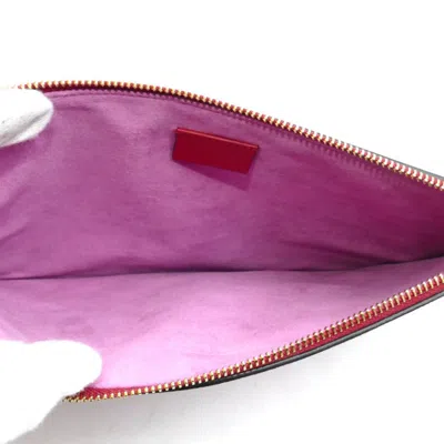 Pre-owned Gucci Beige Pink Red Color Suede Gg Supreme Clutch Bag () In Multi