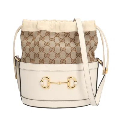 Pre-owned Gucci Beige White Gg Canvas Leather Shoulder Bag () In Multi