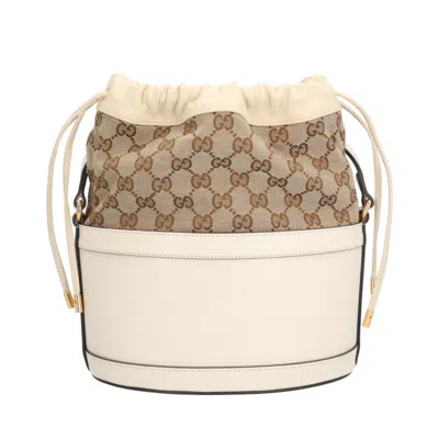 Pre-owned Gucci Beige White Gg Canvas Leather Shoulder Bag () In Multi