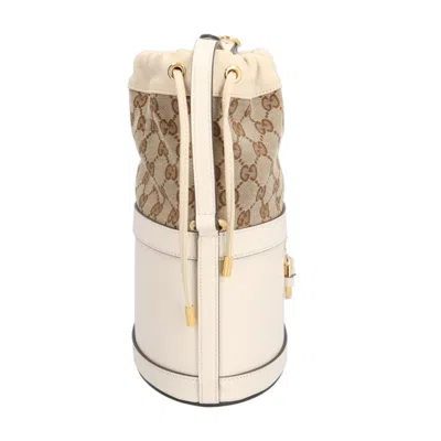 Pre-owned Gucci Beige White Gg Canvas Leather Shoulder Bag () In Multi
