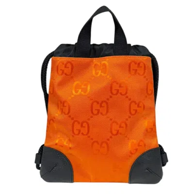 Pre-owned Gucci Black Orange Nylon Leather Backpack () In Multi