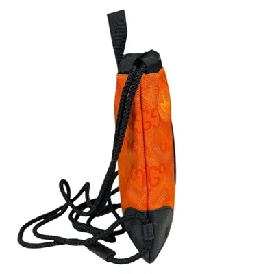 Pre-owned Gucci Black Orange Nylon Leather Backpack () In Multi