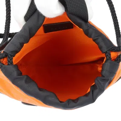 Pre-owned Gucci Black Orange Nylon Leather Backpack () In Multi