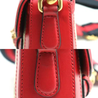 Pre-owned Gucci Gg Canvas Beige Red Color Gg Canvas Leather Shoulder Bag ()