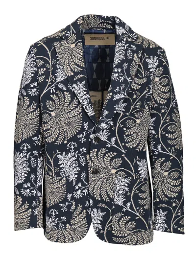 Shop Sunhouse Blazer Lancia Stampa Pianta Jackets Blue