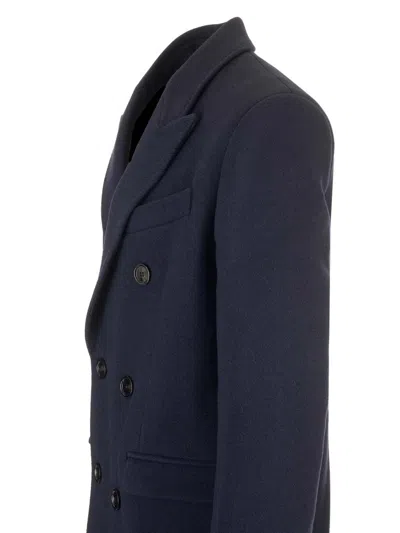 Ami Alexandre Mattiussi Coffee Colored Double Breasted Coat Coats Blue