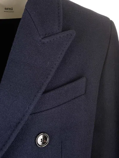 Ami Alexandre Mattiussi Coffee Colored Double Breasted Coat Coats Blue