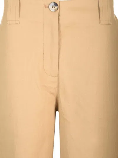 Ganni Cotton Canvas Cargo Trousers Beige