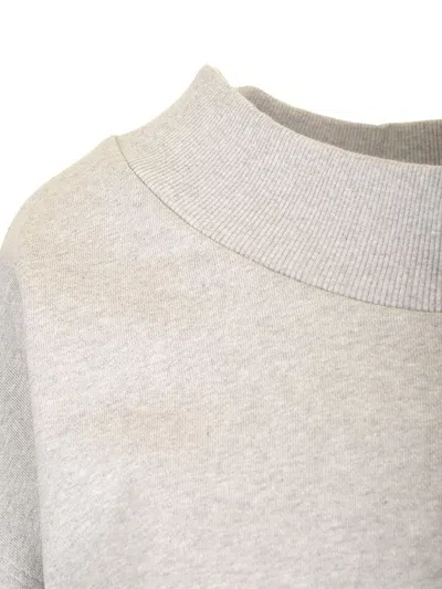 Attico Cropped Sweatshirt Double American Fleece Sweatshirts Grey