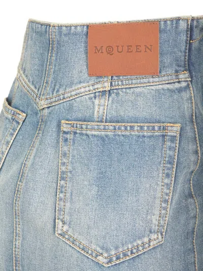 ALEXANDER MCQUEEN DELAVÈ DENIM MIDI SKIRT SKIRTS BLUE 
