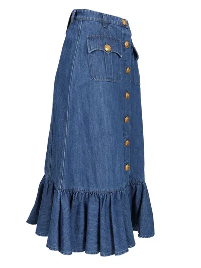 Shop Valentino Denim Midi Skirt Skirts Blue