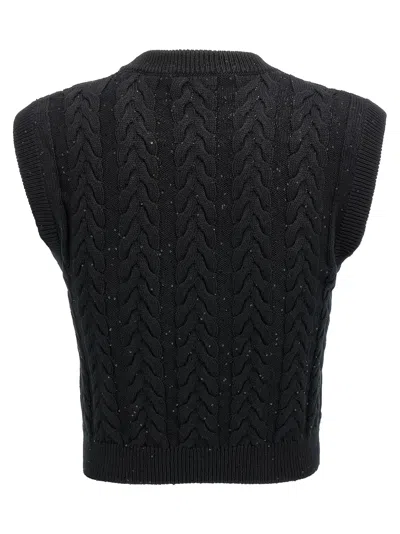 Brunello Cucinelli Black Dazzling Double Cable Knit Vest