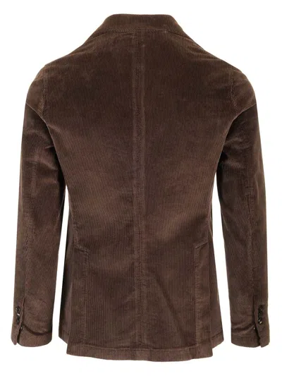 Guarinucci Double-breasted Blazer In Washed Denim Jackets Brown