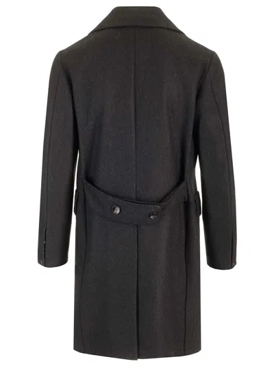 Guarinucci Double-breasted Herringbone Coat Coats Grey