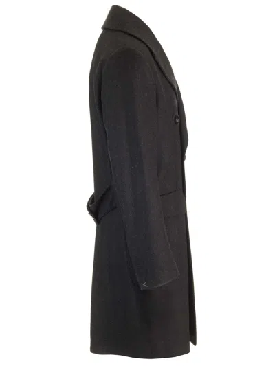 Guarinucci Double-breasted Herringbone Coat Coats Grey