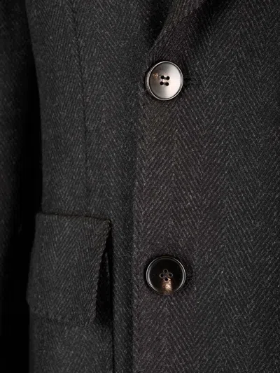 Guarinucci Double-breasted Herringbone Coat Coats Grey