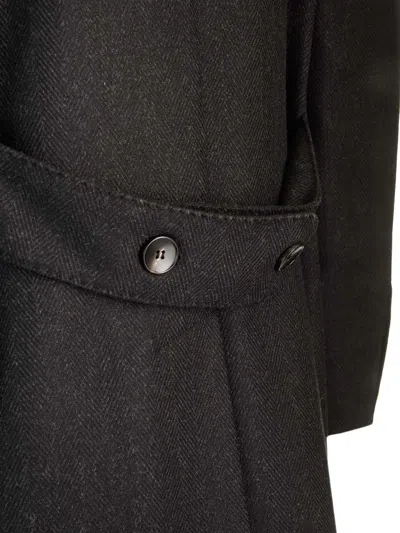 Guarinucci Double-breasted Herringbone Coat Coats Grey