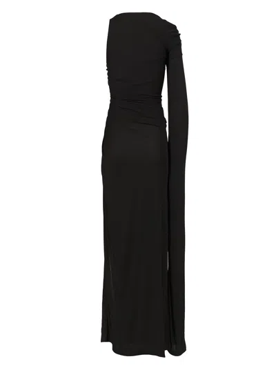 Del Core Long Dress With Side Drawstring And Long Open Sleeve