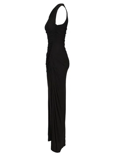 Del Core Long Dress With Side Drawstring And Long Open Sleeve