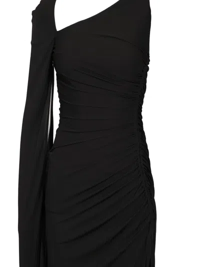 Del Core Long Dress With Side Drawstring And Long Open Sleeve