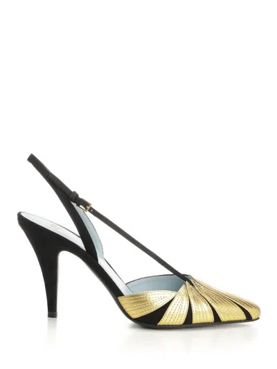Valentino Foliefoliage 90 Suede Slingback Pumps
