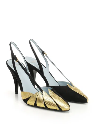 Valentino Foliefoliage 90 Suede Slingback Pumps