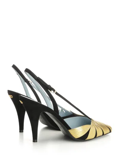 Valentino Foliefoliage 90 Suede Slingback Pumps