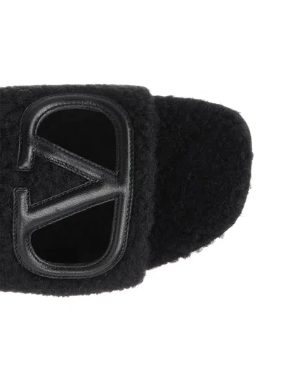 Valentino Furry Slide Slippers Sandals Black