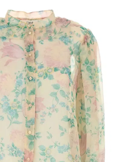 Chloé Floral Silk Balloon-sleeve Button-down Top