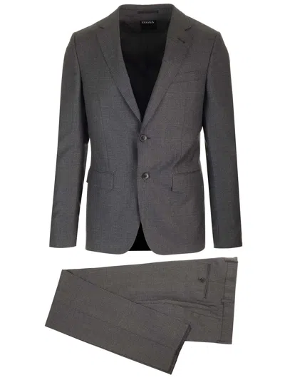 Ermenegildo Zegna Grey Galles Pure Wool Tailored Suit Dresses Grey