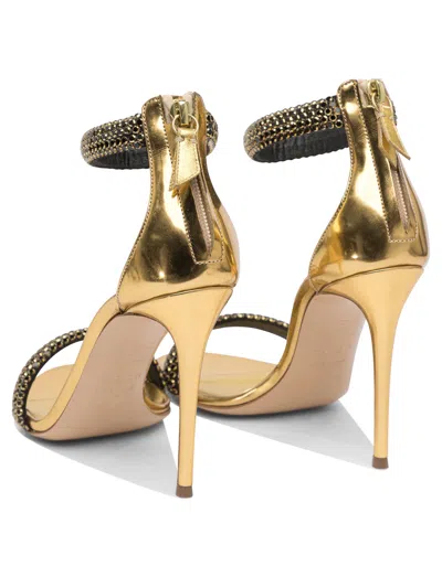 Casadei Julia Olympo 100 Crystal Embellished Sandals In Gold