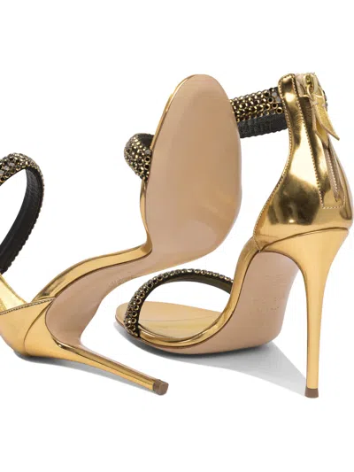 Casadei Julia Olympo 100 Crystal Embellished Sandals In Gold