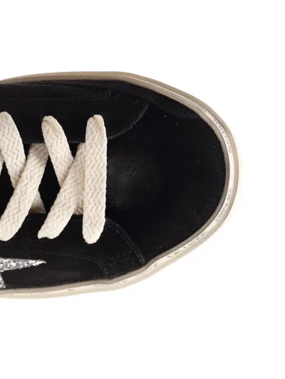 Golden Goose Hi Star Suede Sneakers With Glittered Star And Heel Tab In Black
