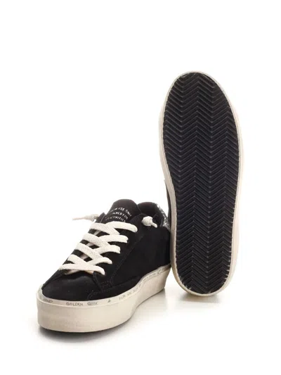 Golden Goose Hi Star Suede Sneakers With Glittered Star And Heel Tab In Black