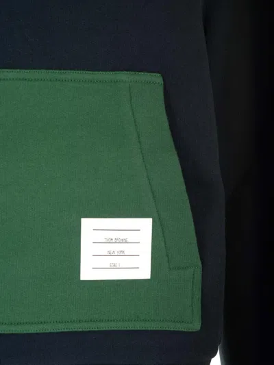 Thom Browne Panel Hooded Sweatshirt With Kangaroo Pocket